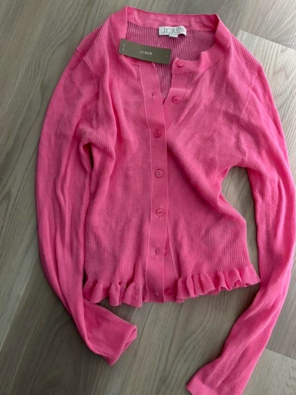 NWT J.Crew Cotton Gauze Ruffle Thing Cardigan Cropped XS - Picture 2 of 9